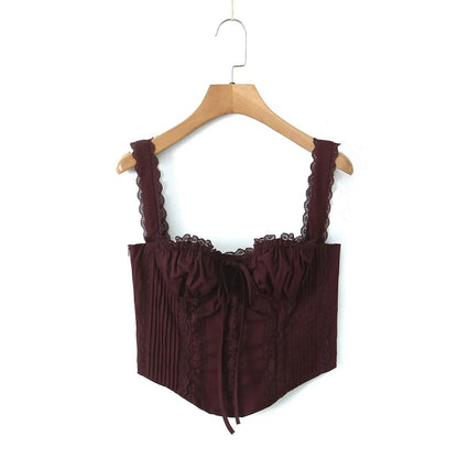 French Sexy Lace Trim Sling Vest