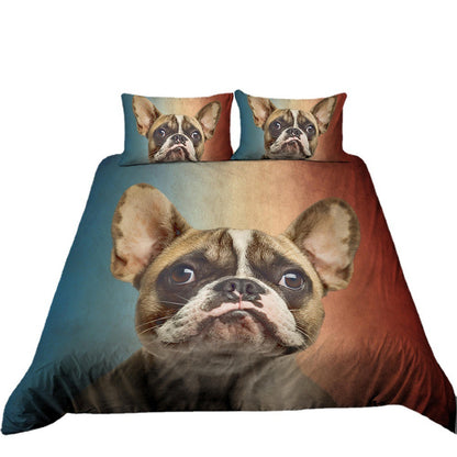 Doggy 3D Digital Printing Three-piece Bed Set