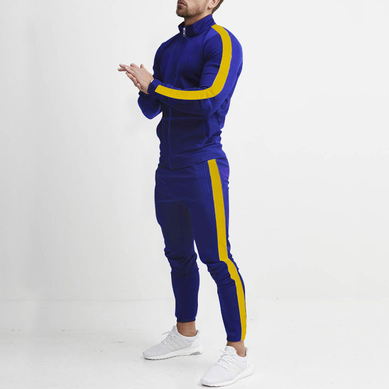 Color Matching Hooded Sports Suit