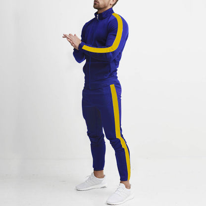 Color Matching Hooded Sports Suit