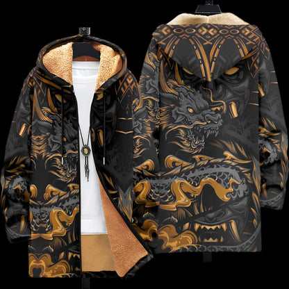 Mens Printed Hooded Thick Winter Cardigan