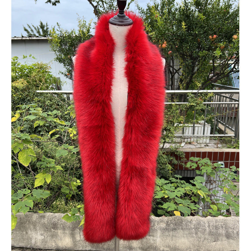 Women's Versatile Fox Tail Style Plush Long Warm Scarf