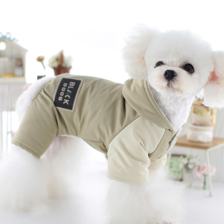 Small Dog Fleece lined Hooded Waterproof Shoulder Cap Jacket