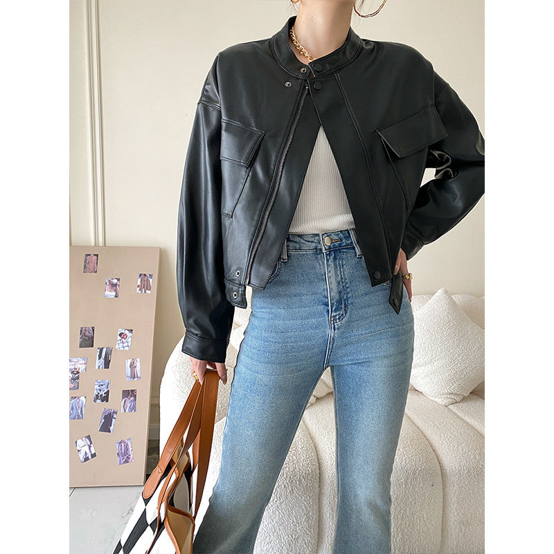 Edgy Chic: Waist Leather Jacket