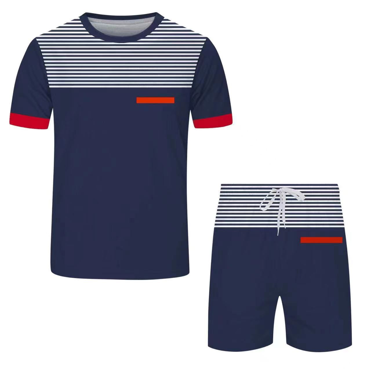 Blue Print Stripe T-Shirt and Short Set