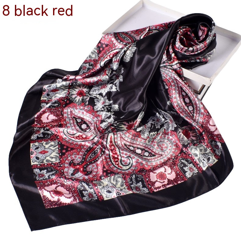 Large Kerchief Silk Scarf Classic Retro Printing