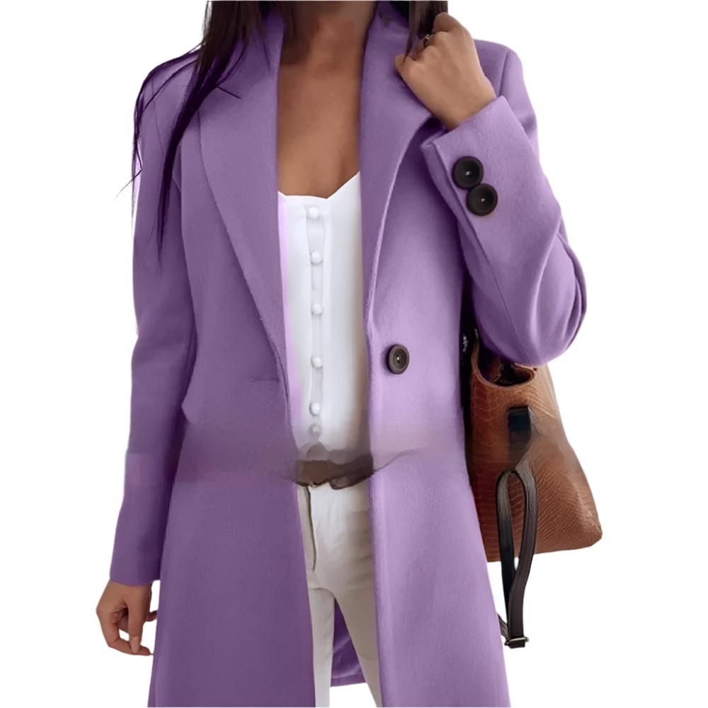 Blazer Style Slim Fit Women's Woolen Coat with Large Buttons