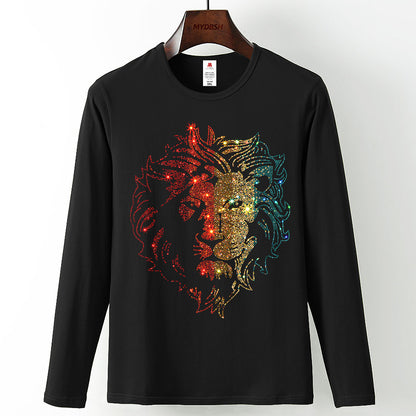 Regal Style: Men's Lion Long Sleeve Diamante Top