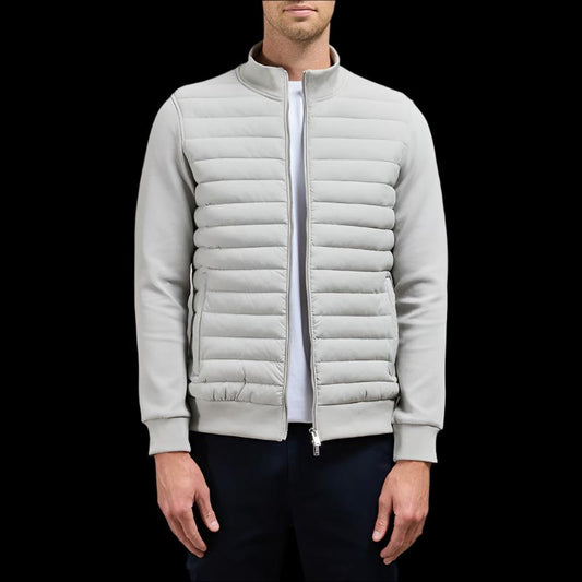 Grey Men's Lightweight Stand Collar Knitted Padded Jacket