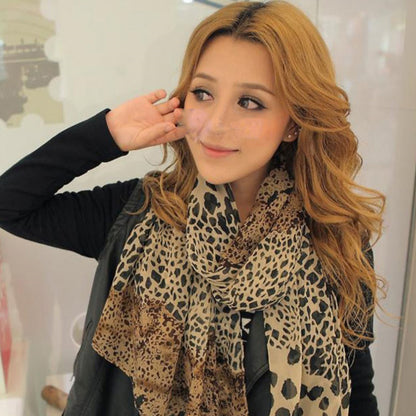 Versatile Casual Chiffon Leopard Print Scarf