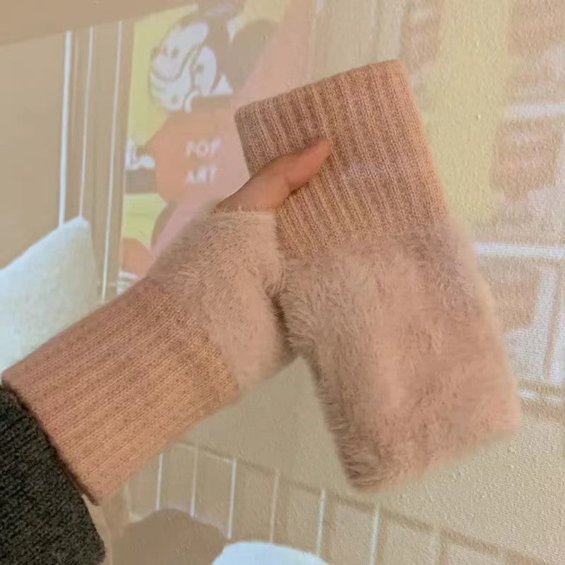 Women's Autumn & Winter Thermal Fingerless Knitted Gloves