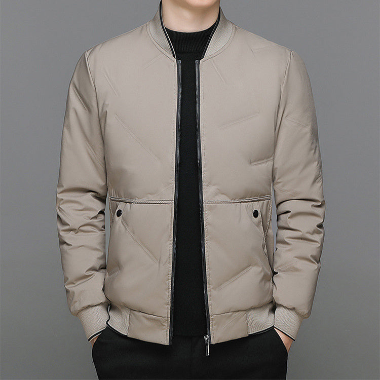 Men's Winter Warm Solid Colour Baseball Jacket