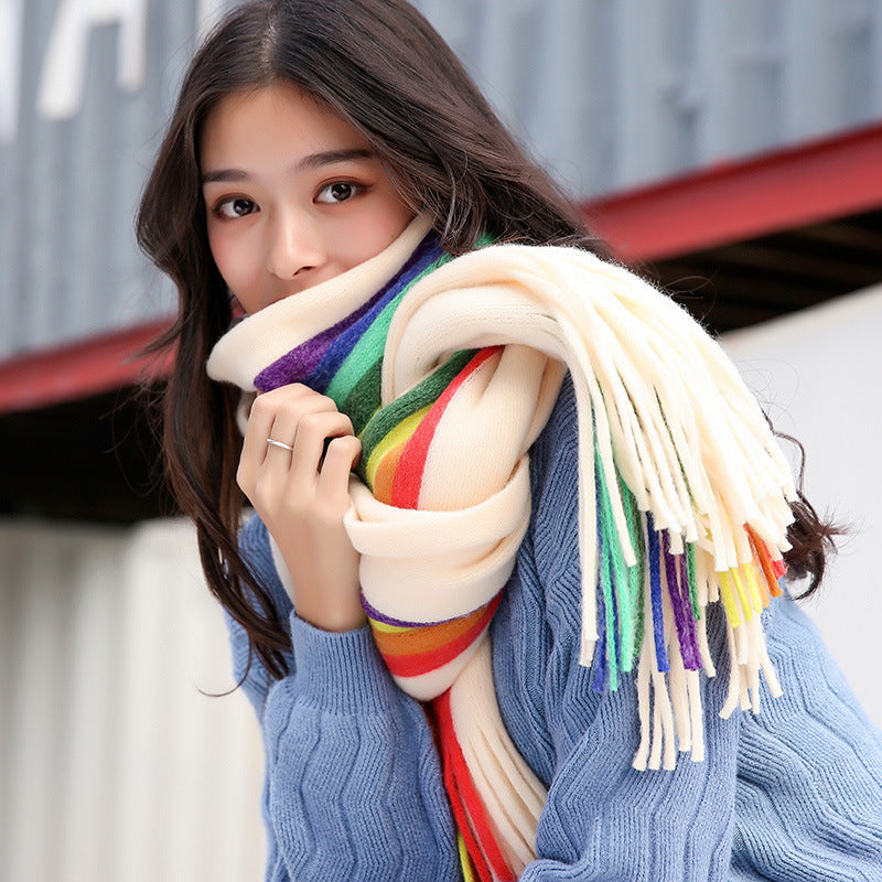 Rainbow Double-sided Cashmere-like Scarf