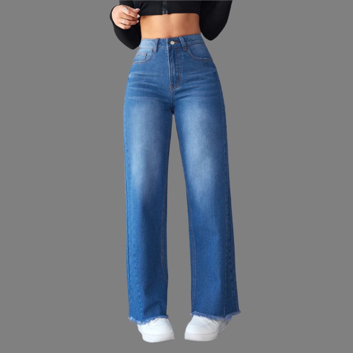 Wide-leg Casual High-waist Denim Jeans