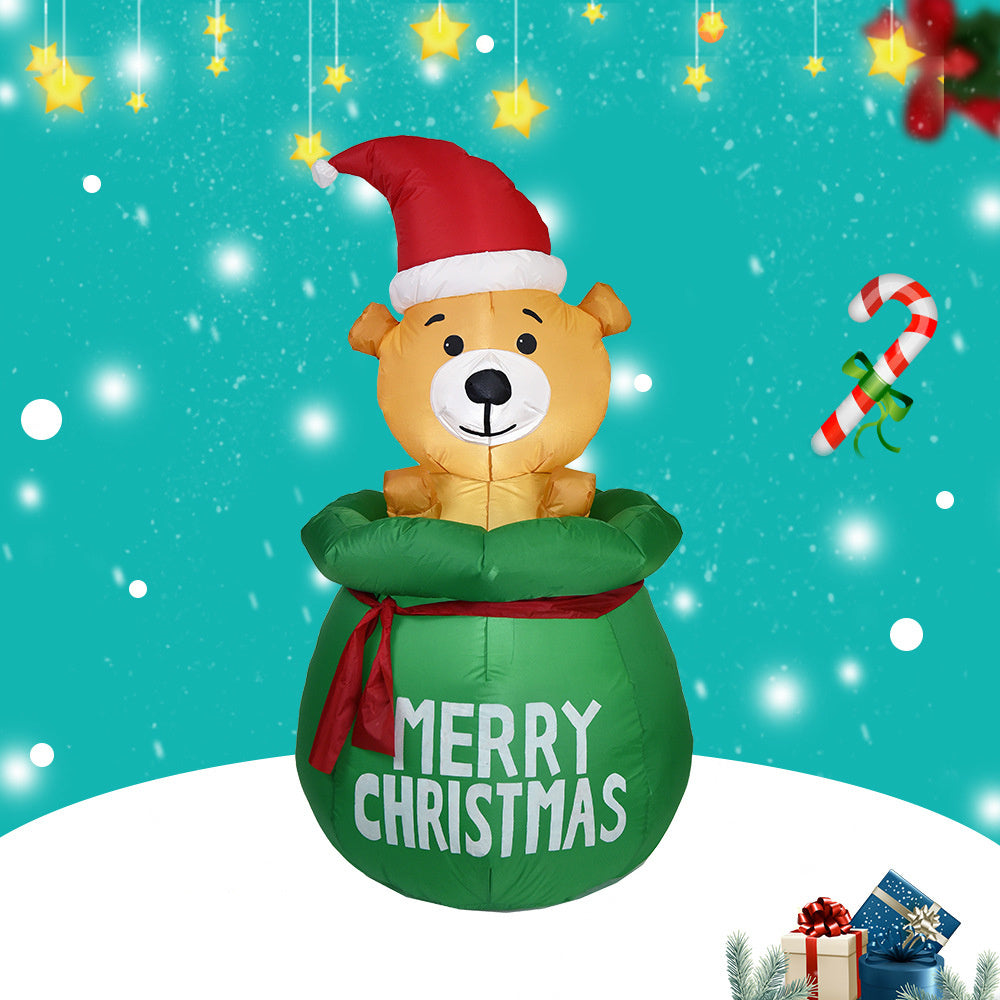 Inflatable Luminous Christmas Bear in a Pot