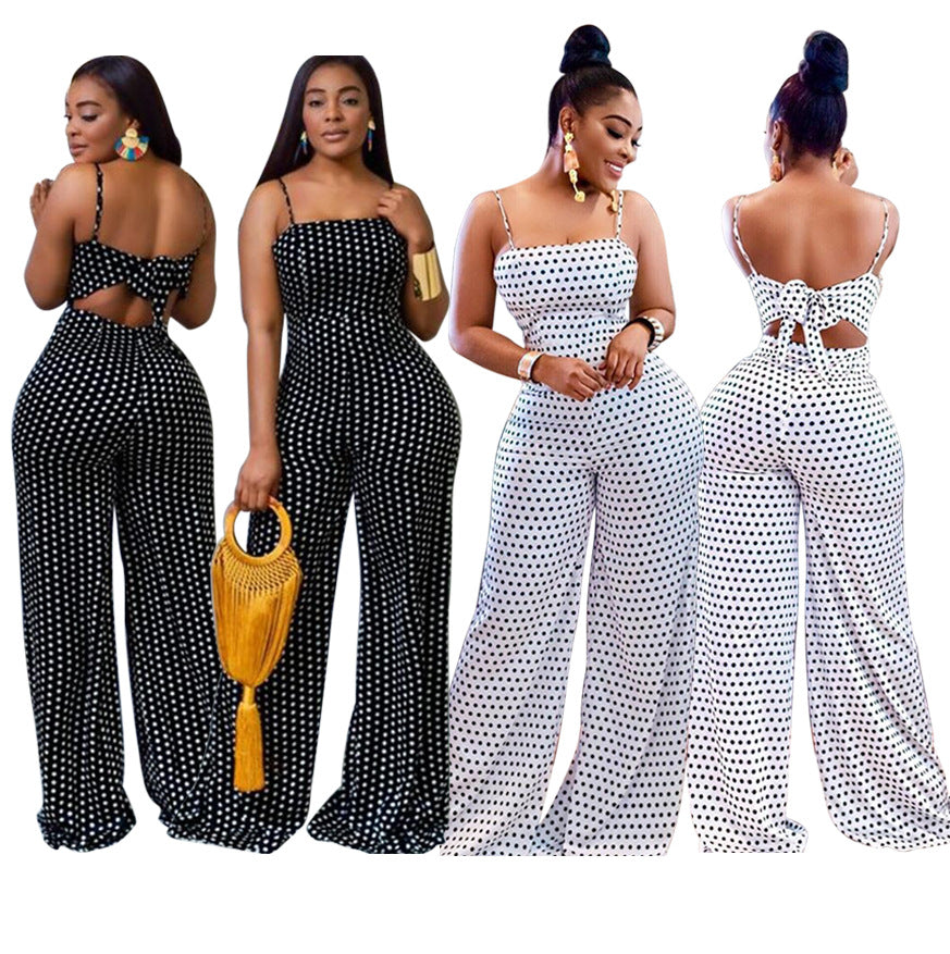 Ladies Playful Polka Dot Peephole Jumpsuit