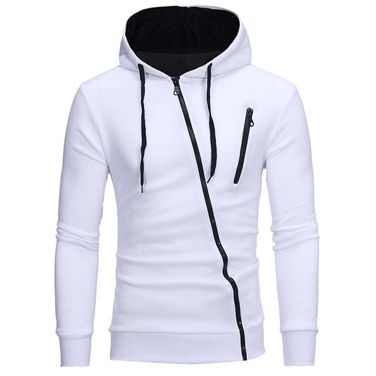 Diagonal Zip Sweater Hoodie: Trendy Comfort