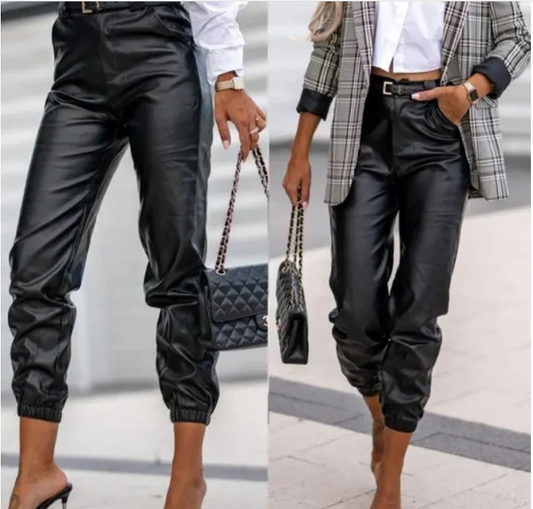 Stylish PU Elastic Leather Pants: Casual Chic
