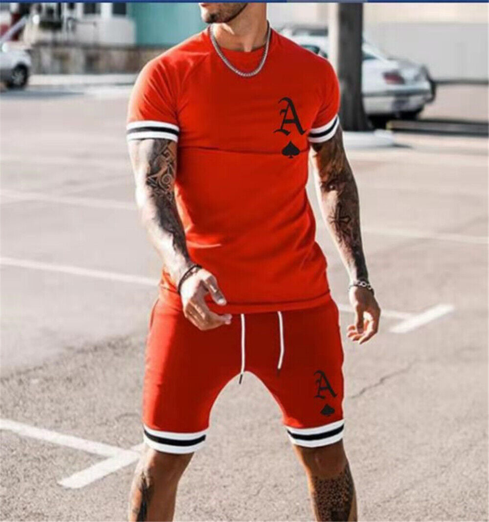 Summer Men's 3D Print T-shirt & Shorts Set