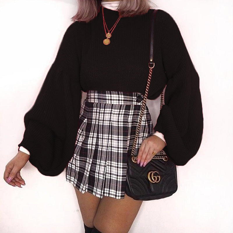 Black Chiffon Loose Long Sleeve Jumper