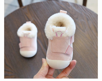 Cute Baby Velvet Booties with Fur Lining