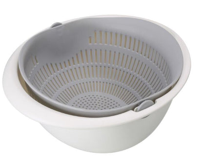 Double-Dish Fruit Drain Panning Wash Basket