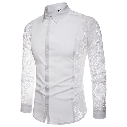 Solid Color Lace Arm Detail Shirt