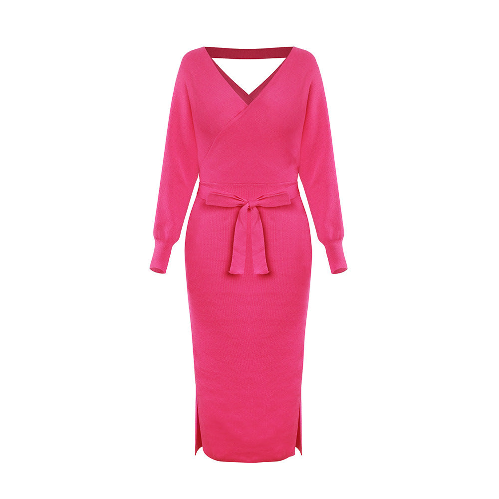 Pink Elegance Defined: V-neck Dress