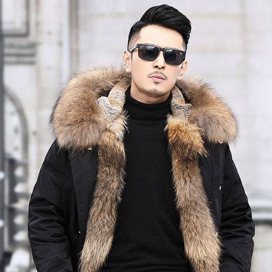 Men's Mid Length Winter Fur Jacket
