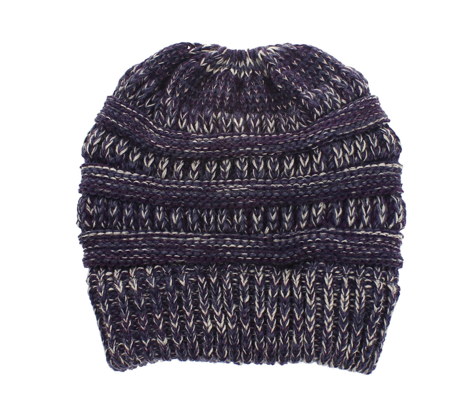 Stay Cozy in Style: Mixed Color Knitted Ponytail Hat Collection