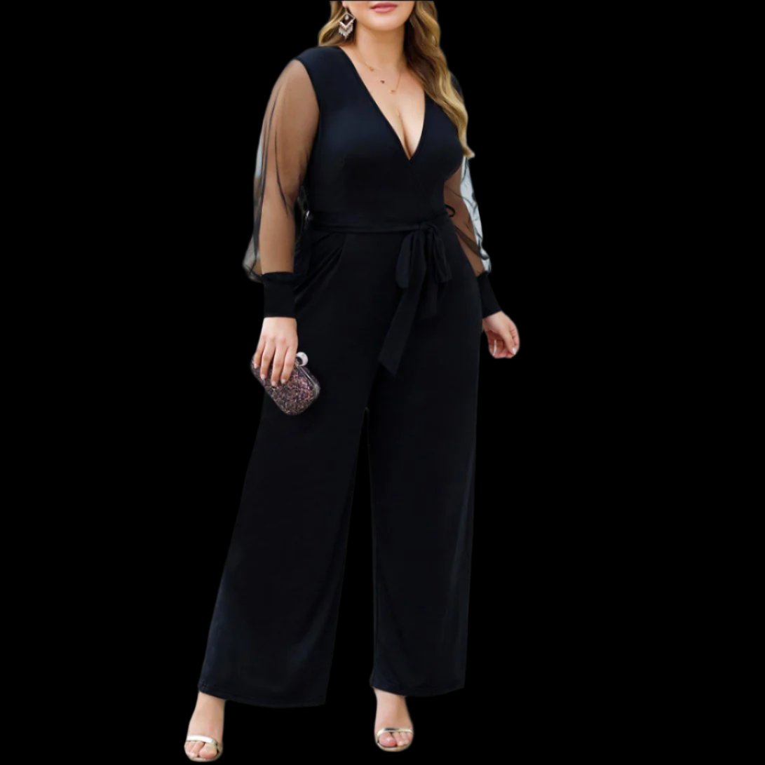 Plus Size Black Sexy Evening Jumpsuit