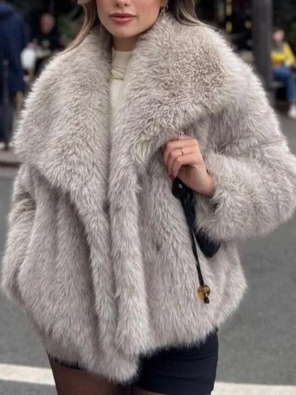 Winter Faux Fur Plush Lapel Coat