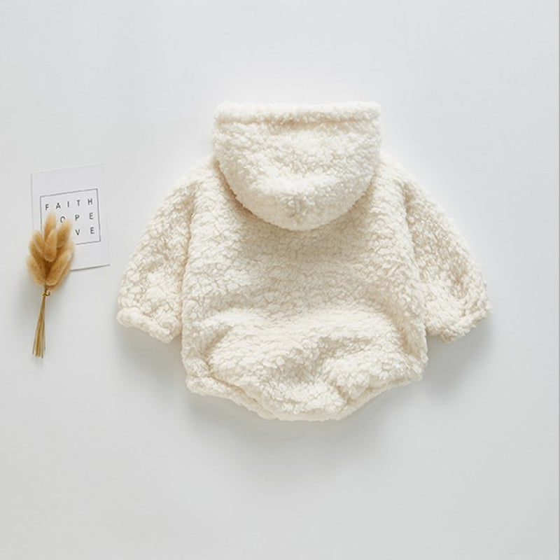 Baby Lamb Cashmere Winter Hooded Romper