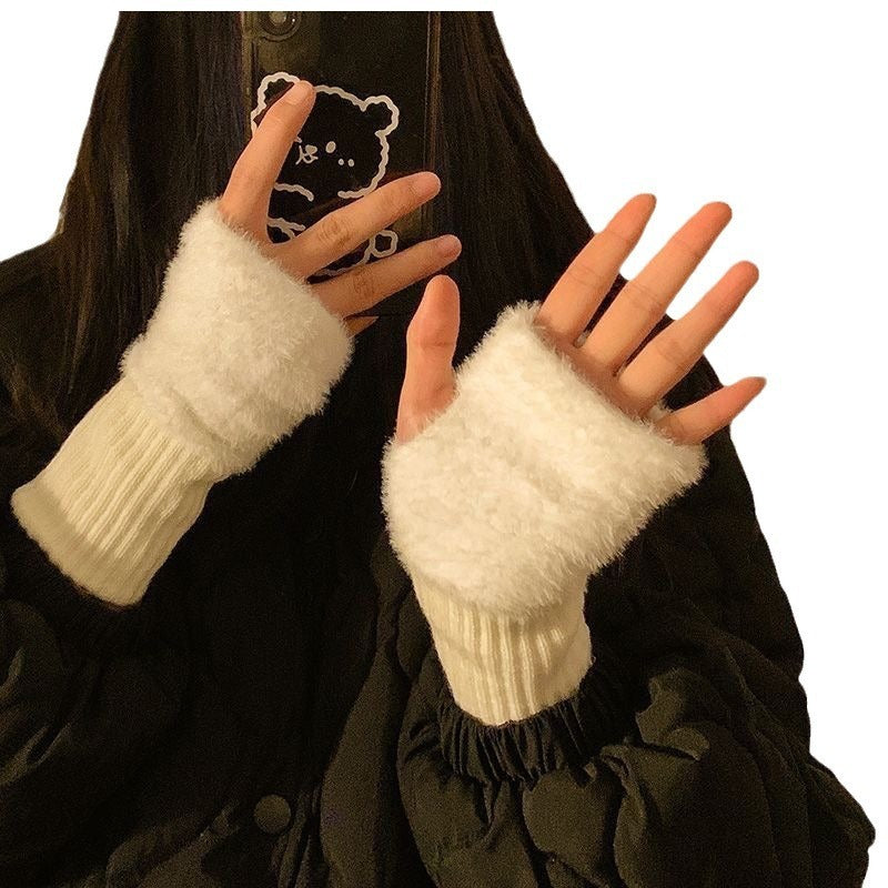 Women's Autumn & Winter Thermal Fingerless Knitted Gloves