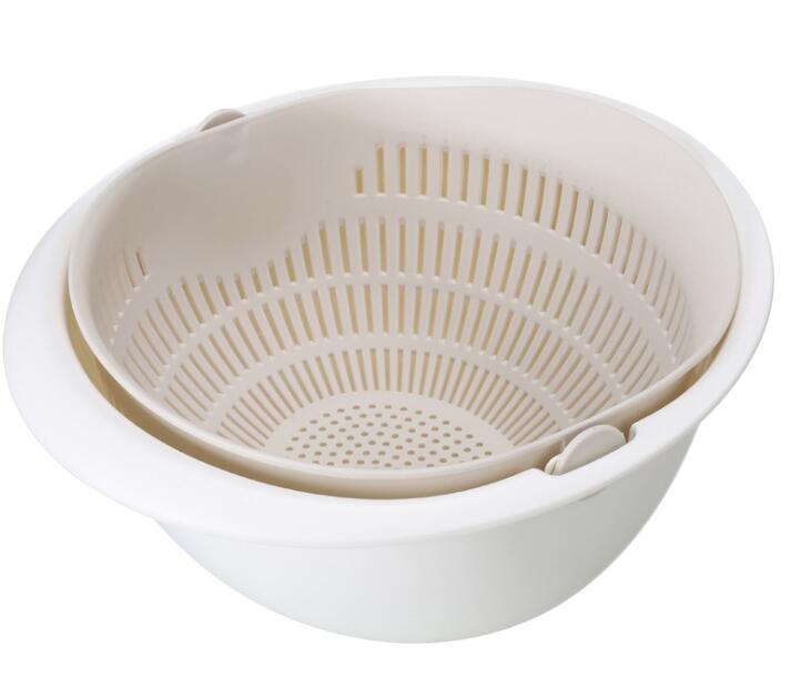 Double-Dish Fruit Drain Panning Wash Basket