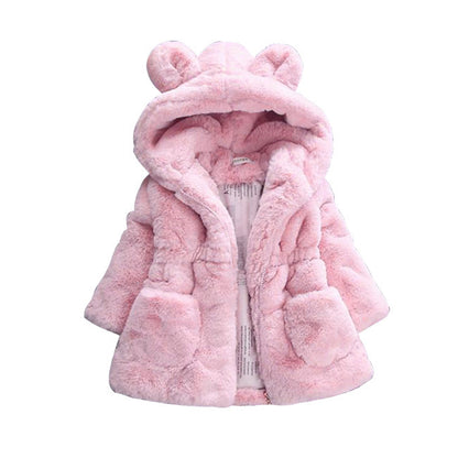 Gorgeous Winter Hooded Luxury Fur Coat with Bear Ears