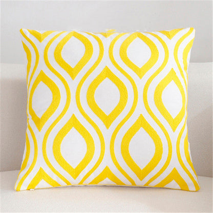 Bright Yellow Mixed Pattern Cotton Sofa Cushion and Pillowcase