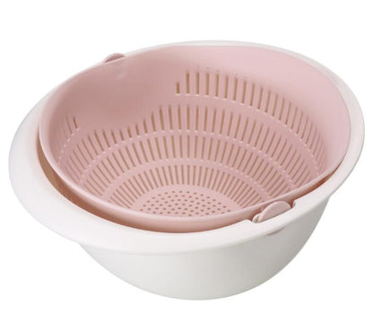 Double-Dish Fruit Drain Panning Wash Basket