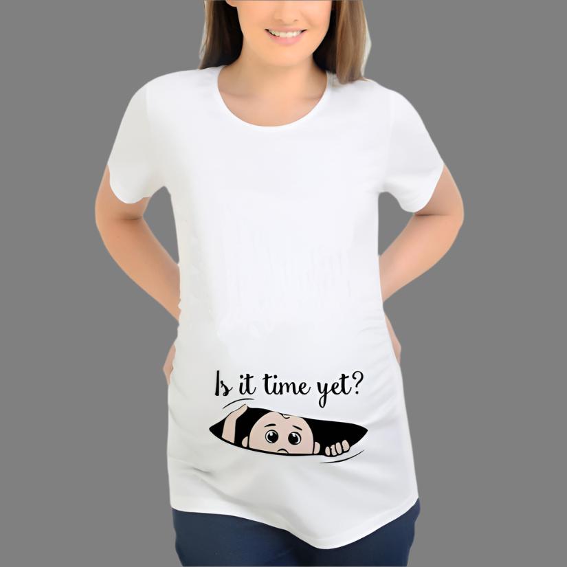 Cartoon Printed T-shirt - Is it time yet?