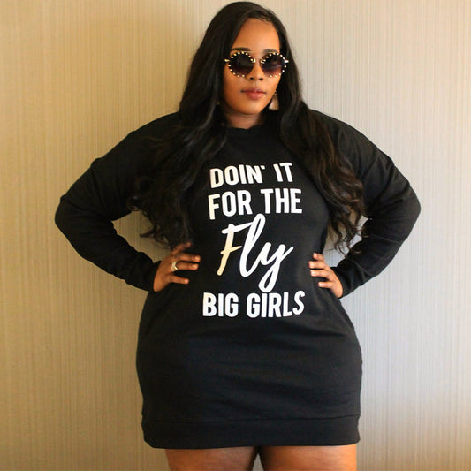 Black Cozy Plus Size Hoodie Dress