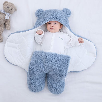 Gorgeous Thick Anti-Shock Baby Quilt with legs and Bear Ears Hood