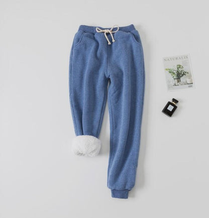 Blue Thick Lamb Wool Cotton Sweatpants