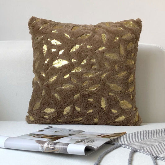 New Modern Gold Feather Cotton and Linen Cushion