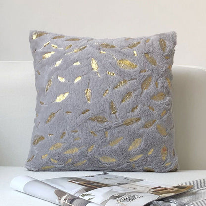 New Modern Gold Feather Cotton and Linen Cushion