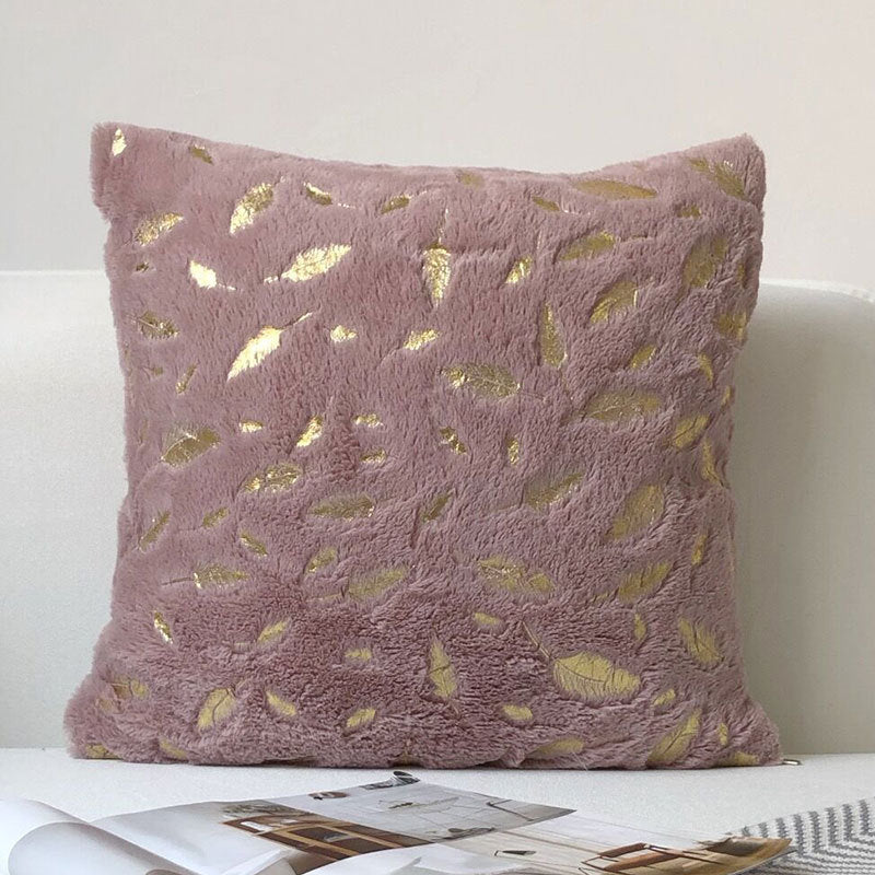 New Modern Gold Feather Cotton and Linen Cushion