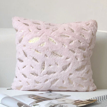 New Modern Gold Feather Cotton and Linen Cushion