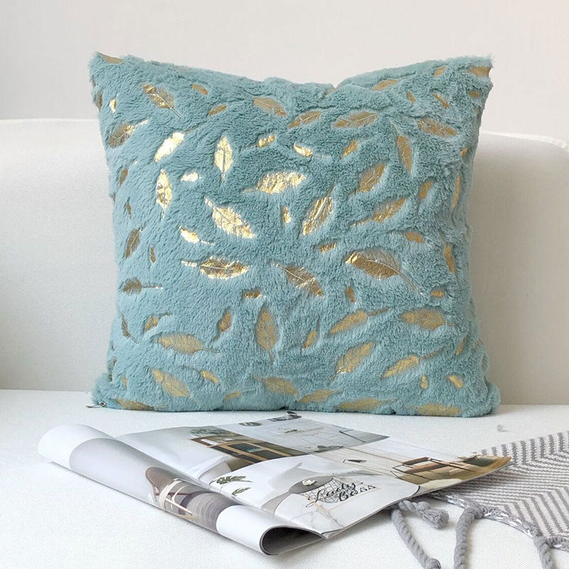 New Modern Gold Feather Cotton and Linen Cushion