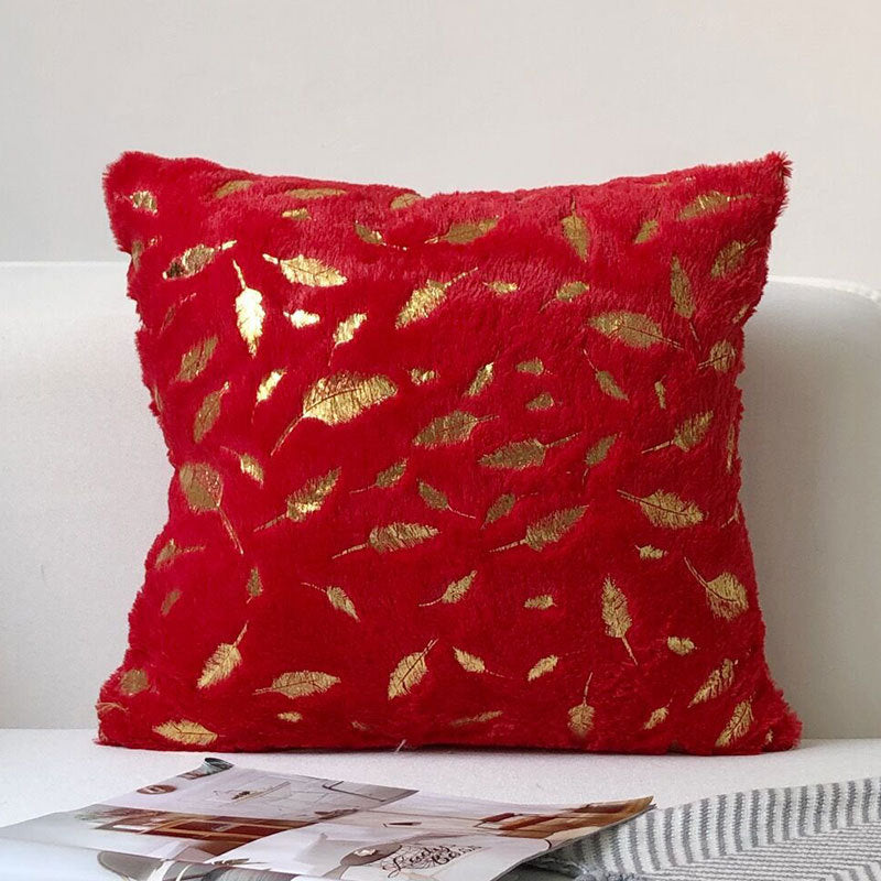 New Modern Gold Feather Cotton and Linen Cushion