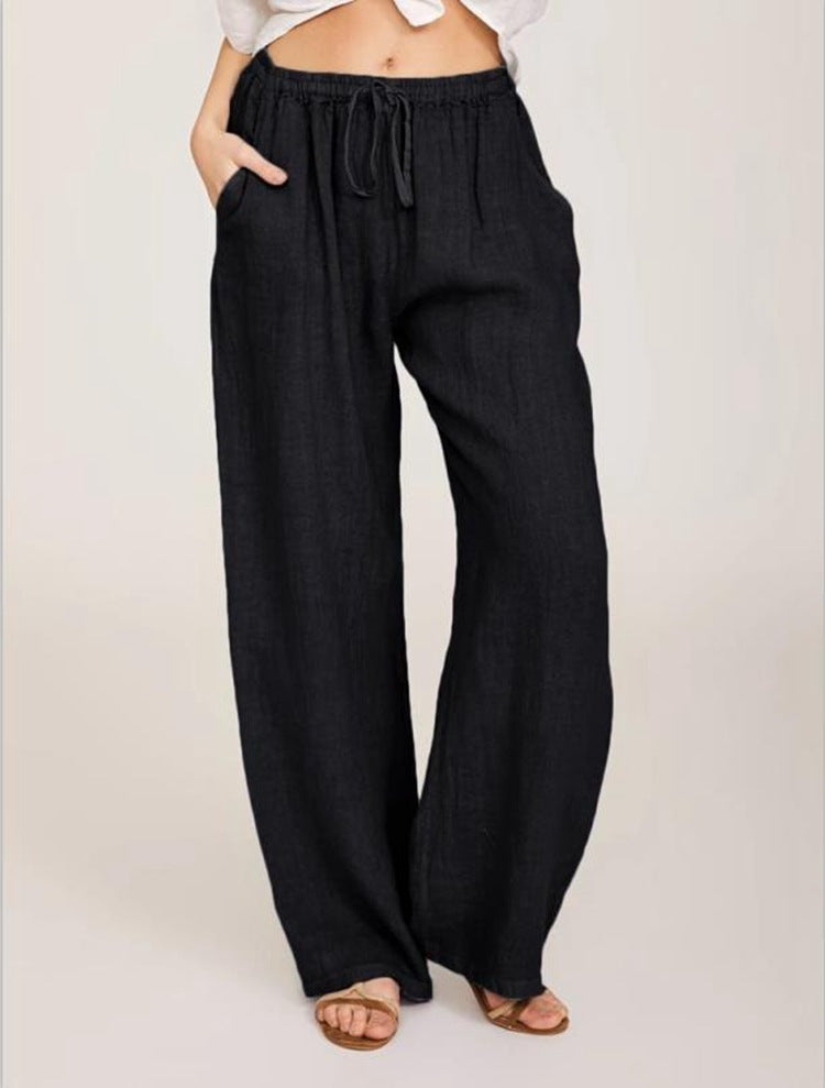 Comfy Women's Casual Cotton And Linen Loose Trousers