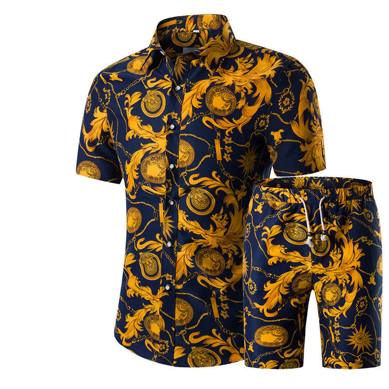 Men's Floral Shirt Shorts Set: Beachwear Sports